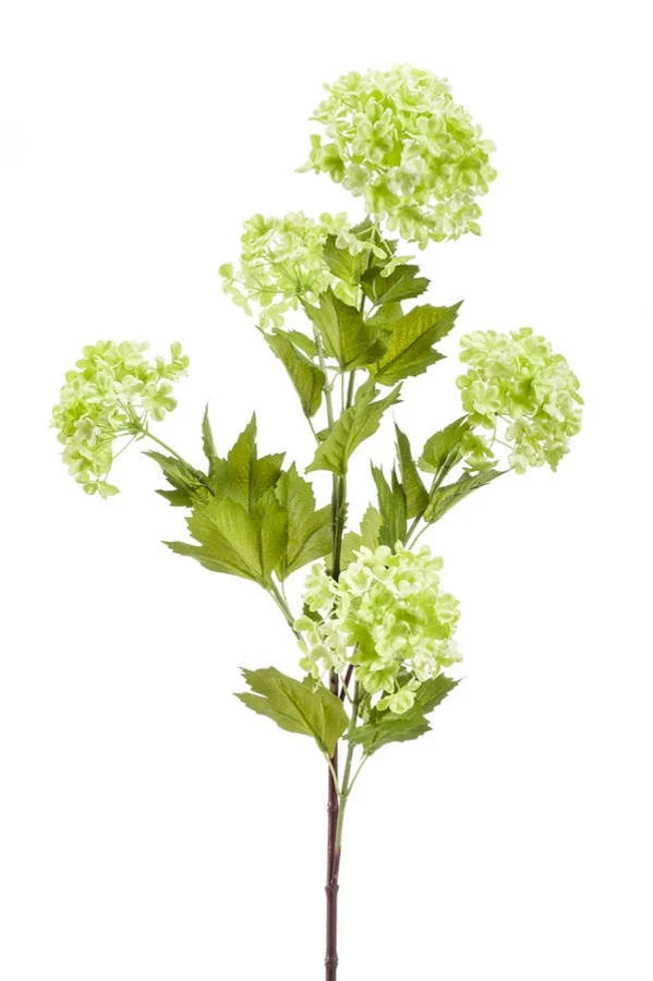 Kunstbloem Viburnum (sneeuwbal) tak x5 85 cm lichtgroen